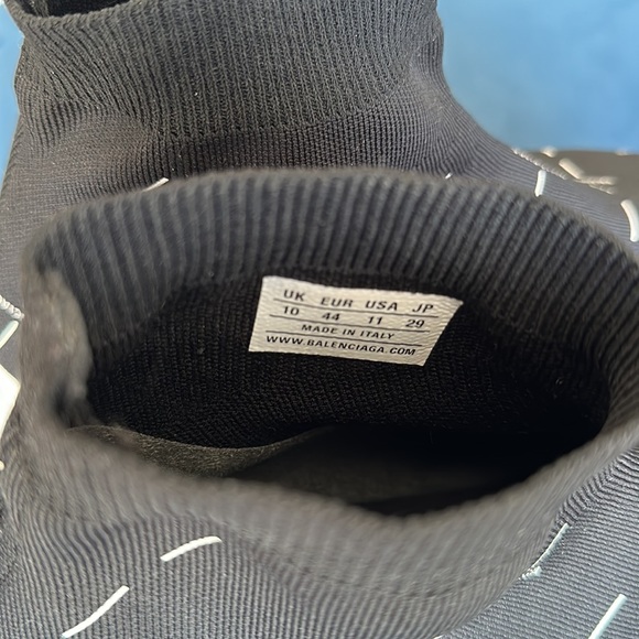 Balenciaga Speed 2.0 Knit Sneaker Black & White All Over Logo Size 44 or 11 - Picture 5 of 12